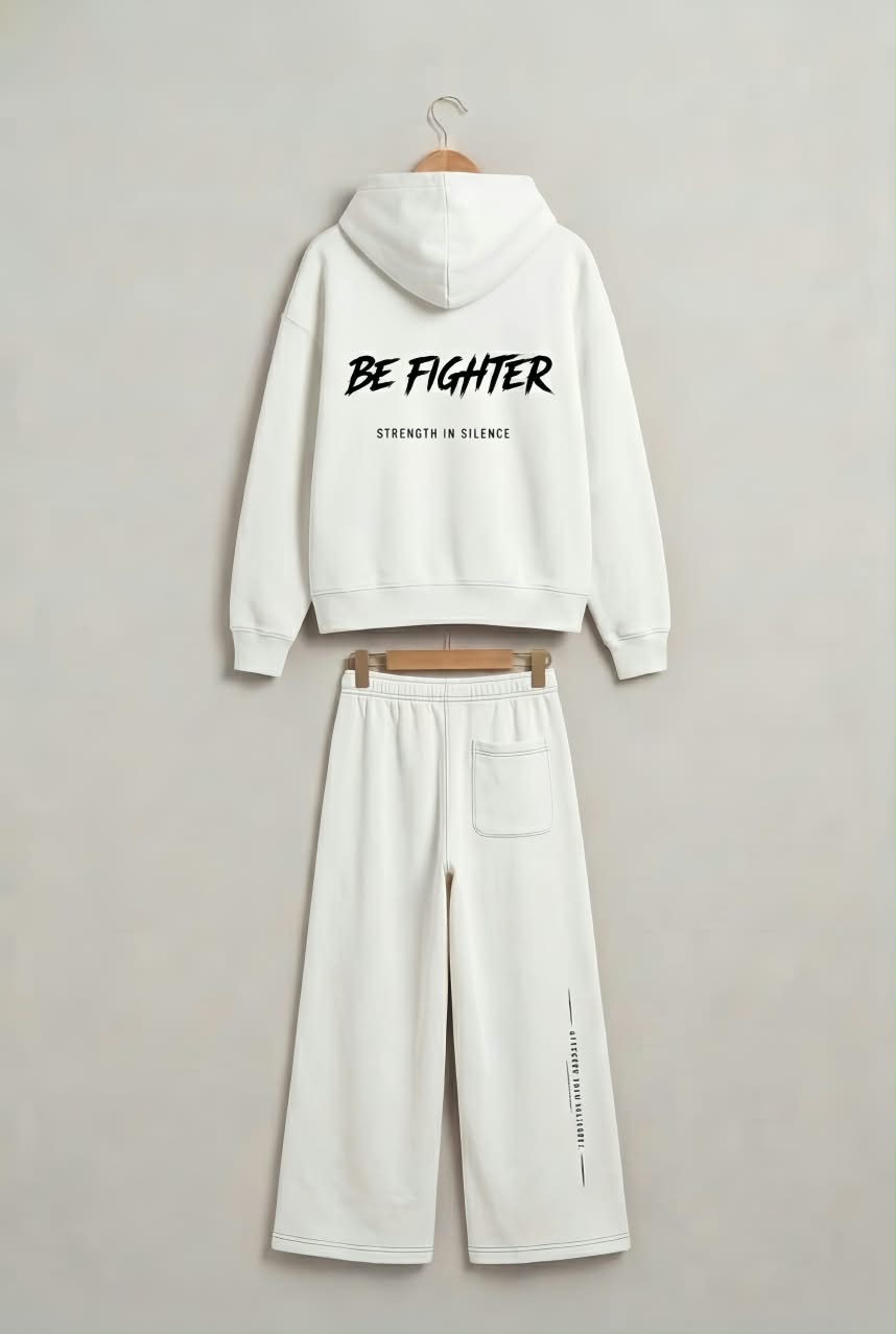 وش سوت BE FIGHTER الأبيض بفراشة Be السوداء