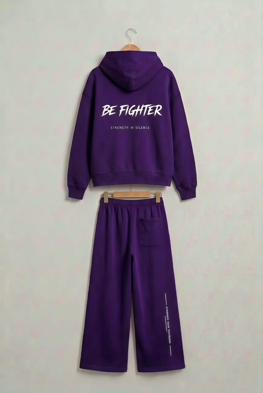 ضهر سوت BE FIGHTER البنفسجي بالتصميم الأبيض