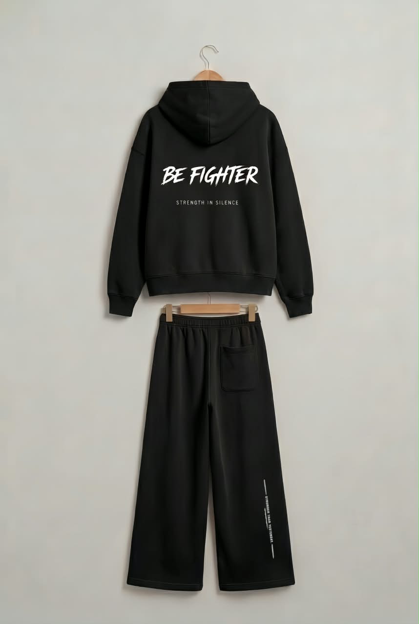 ضهر سوت BE FIGHTER الأسود بالتصميم الأبيض