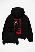 Black hoodie overlapping back and front, BE chest